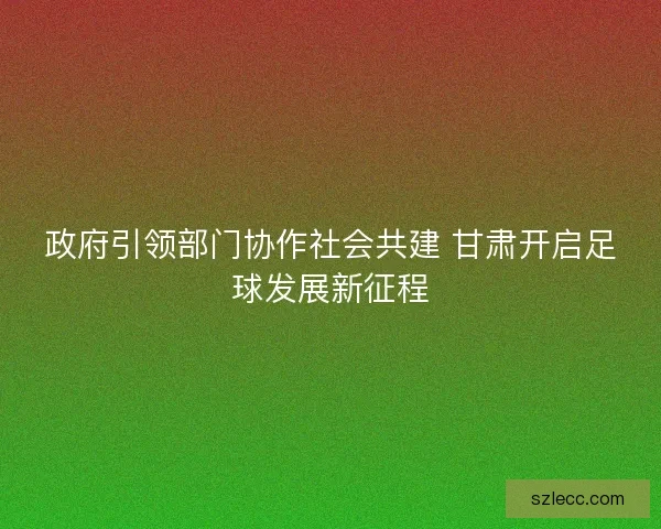 政府引领部门协作社会共建 甘肃开启足球发展新征程
